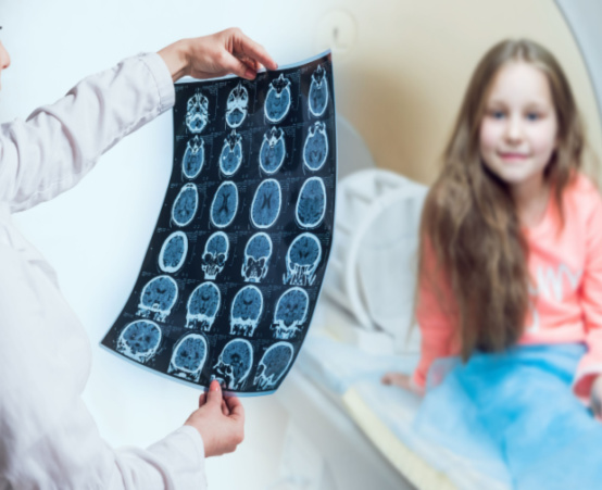 Child having an MRI brain scan