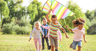 Children flying a kite